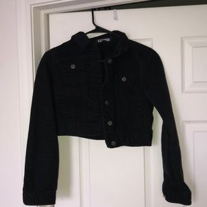 Cropped black jean jacket